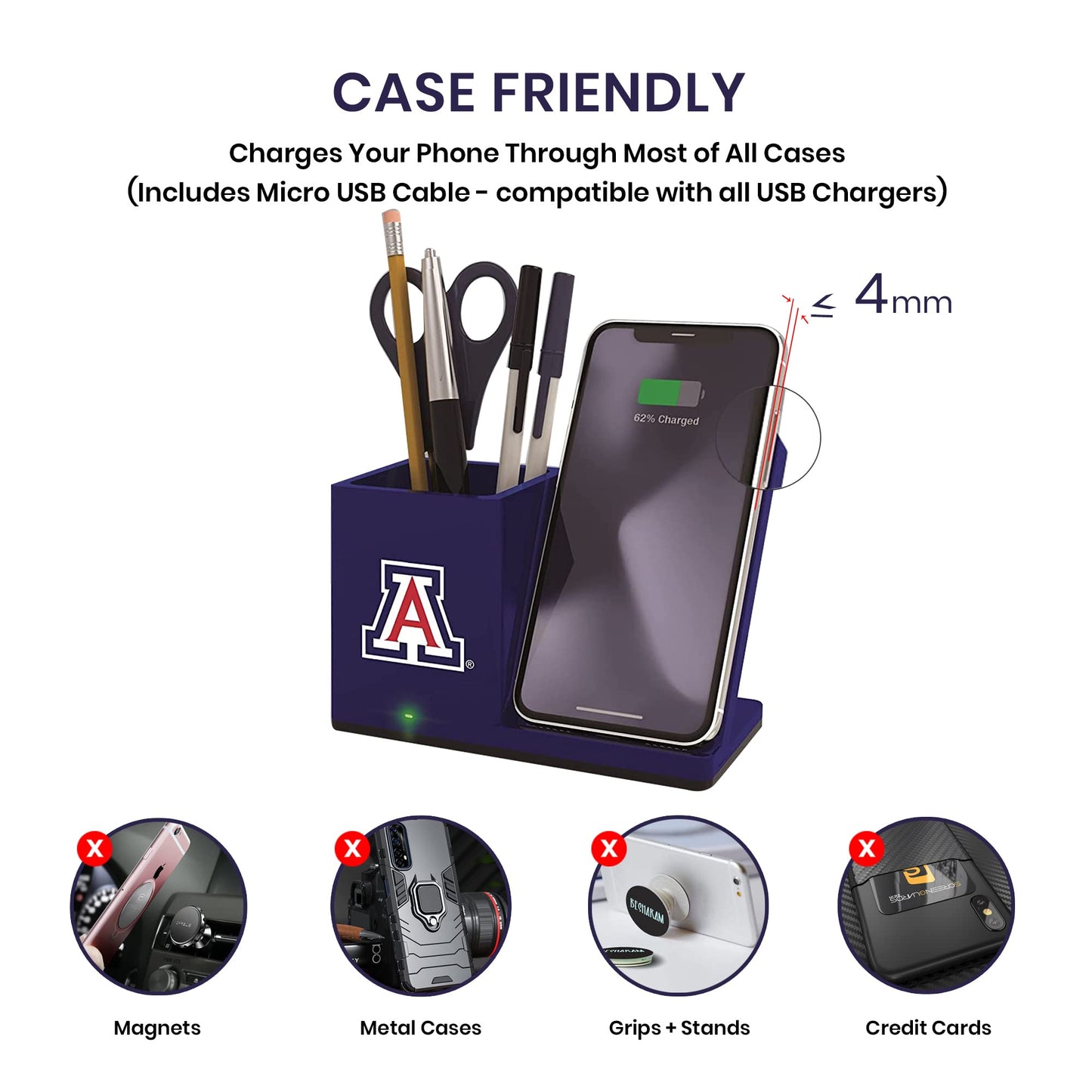 SOAR NHL Wireless Charger and Desktop Organizer, Boston Bruins