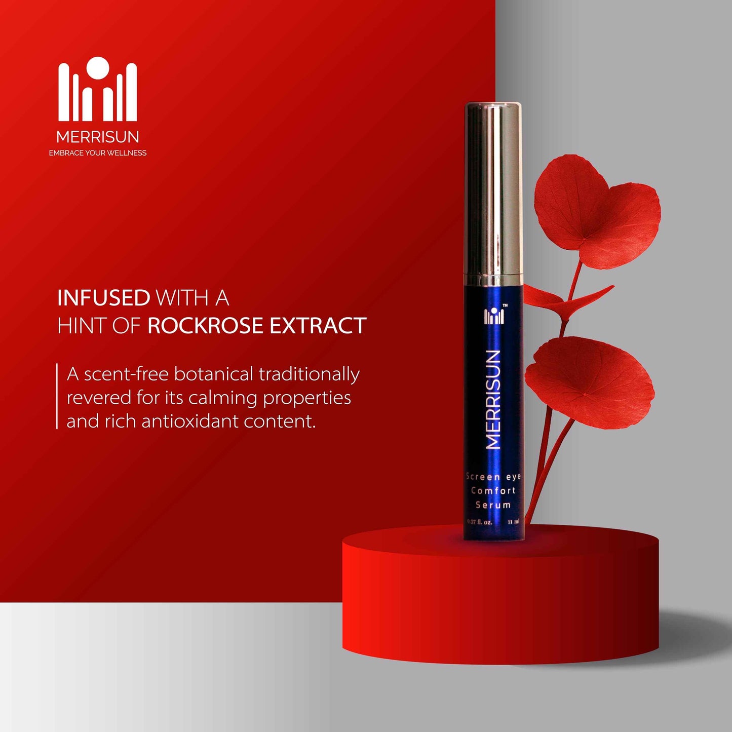 Under Eye Serum for Dark Circles and Puffiness – Powered by Peptides, Rockrose, and Hydrating Actives with 360° Steel Roller Applicator