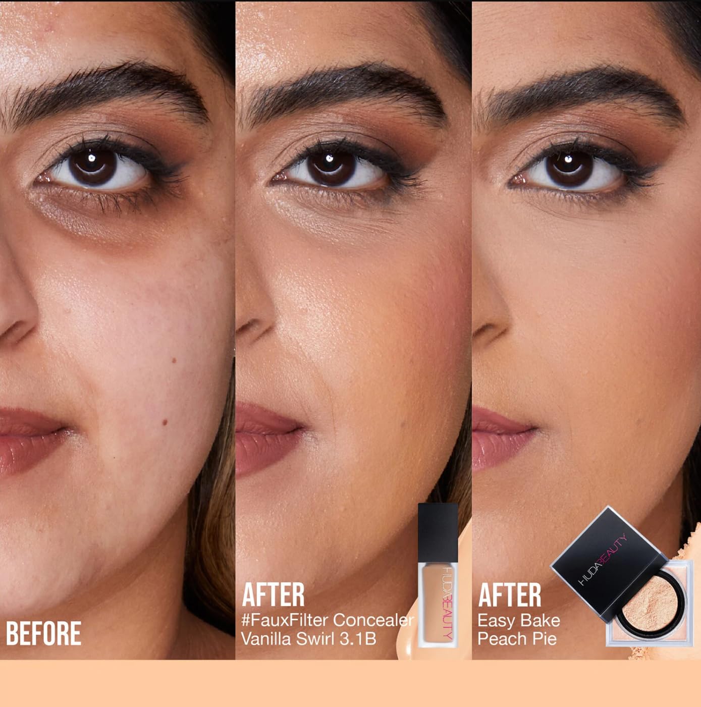 Huda Beauty Easy Bake Loose Baking and Setting Face Powder Shade PEACH PIE Full Size (0.71oz / 20g)