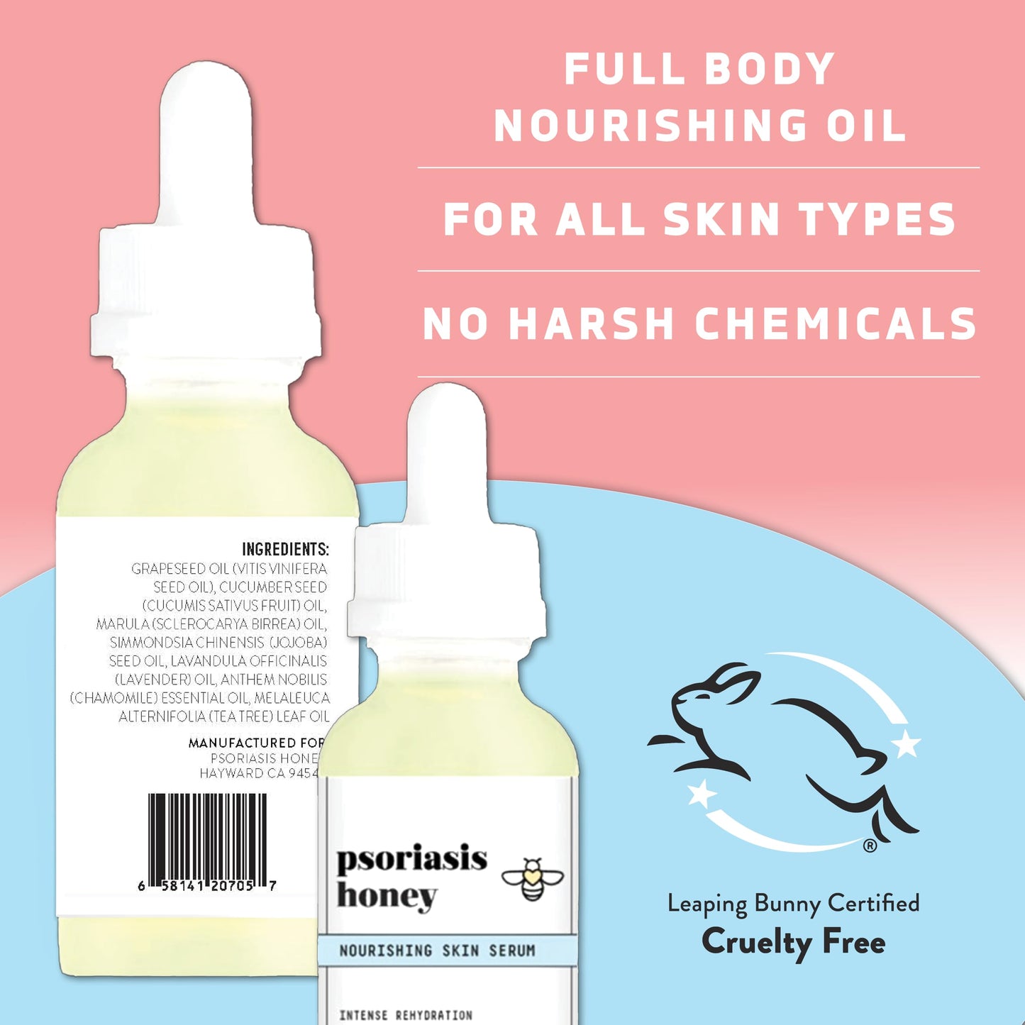Psoriasis Honey Nourishing Scalp & Skin Serum - Dry Oil for Skin - Full Body Non Comedogenic Moisturizer Daily Dry Scalp Oil - Helps Psoriasis, Eczema, & More (1Oz)