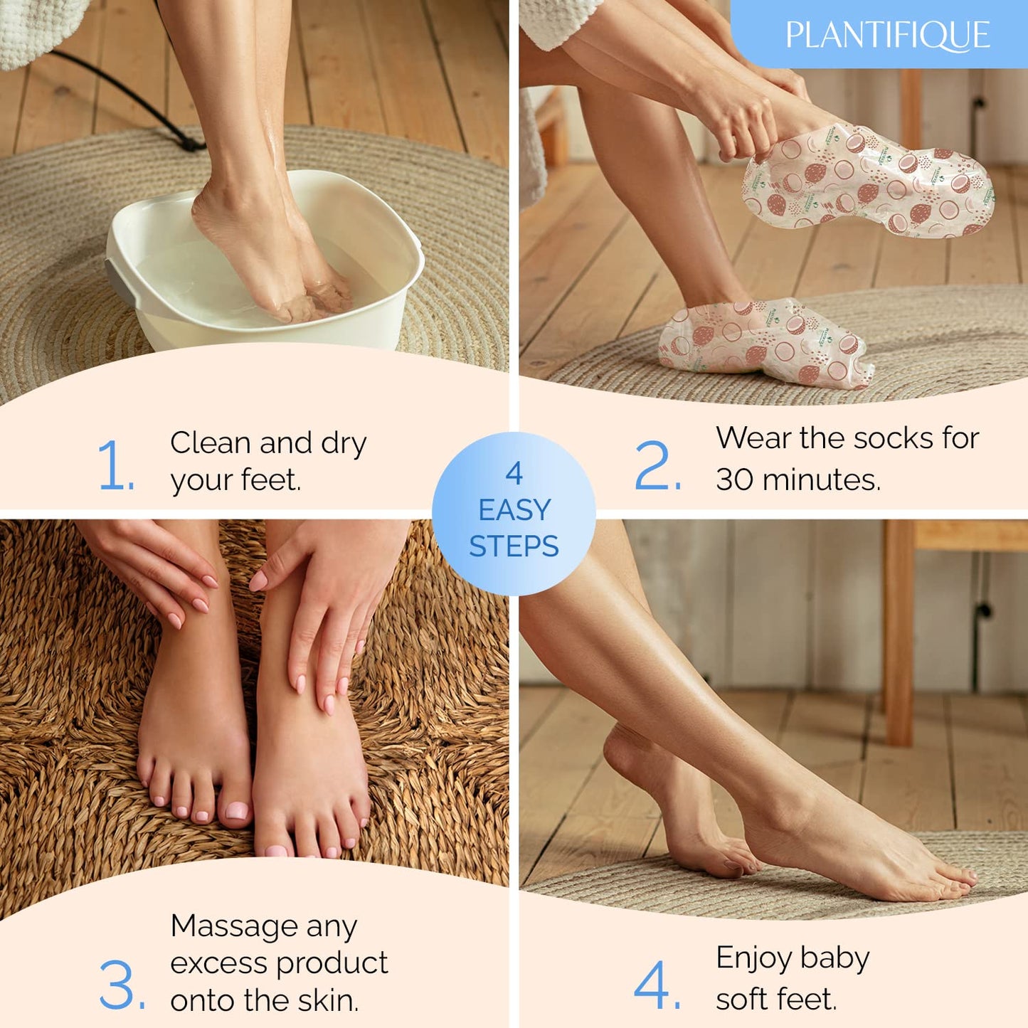 Foot Peeling Mask - Hydrating Treatment for Dry & Cracked Feet | 4 Pack