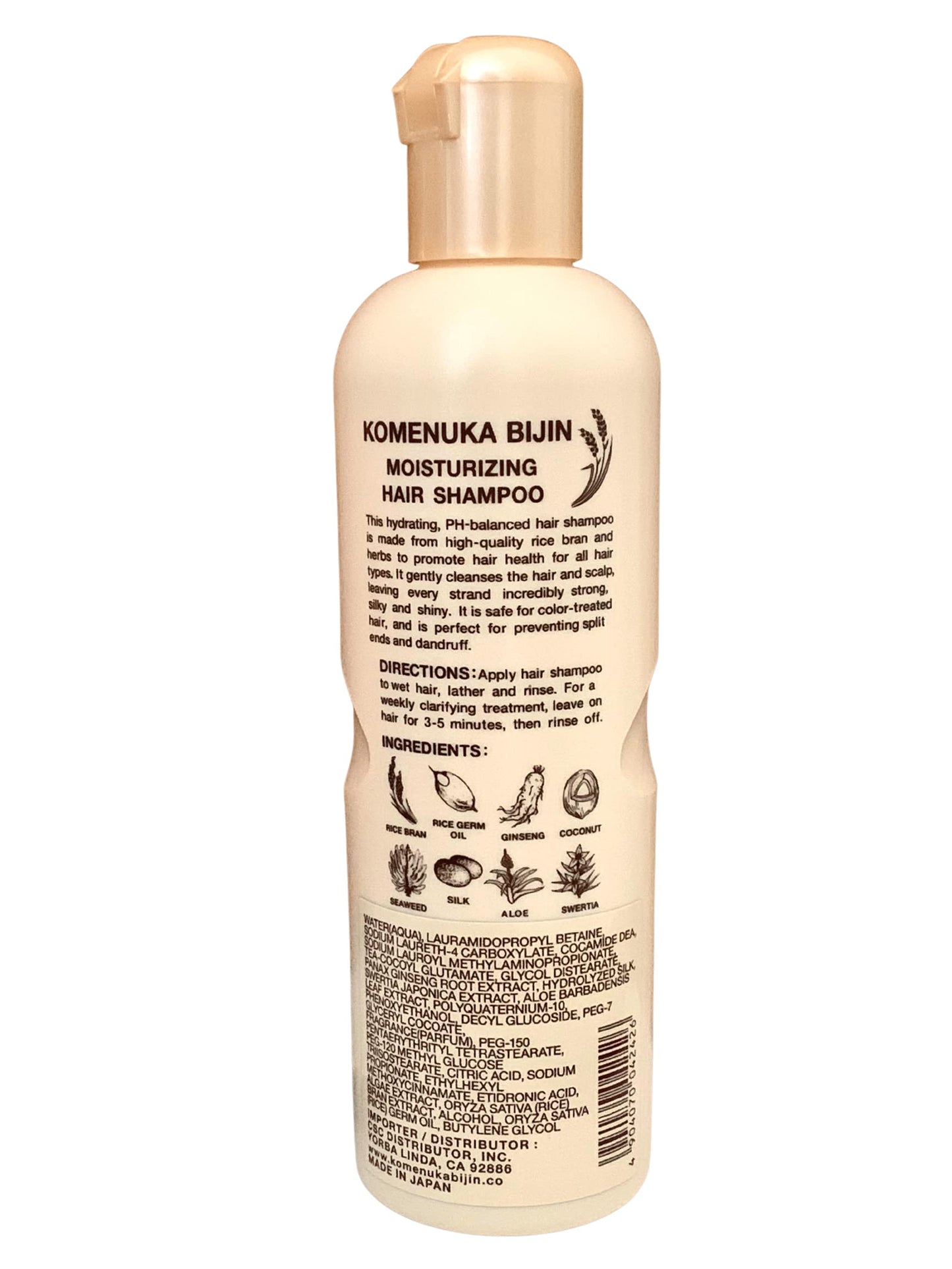 Komenuka Bijin NS-K Moisturizing Hair Shampoo (ENGLISH PACKAGING-Exclusive Edition for USA market) No Paraben No Sulfate (11 fl oz.)