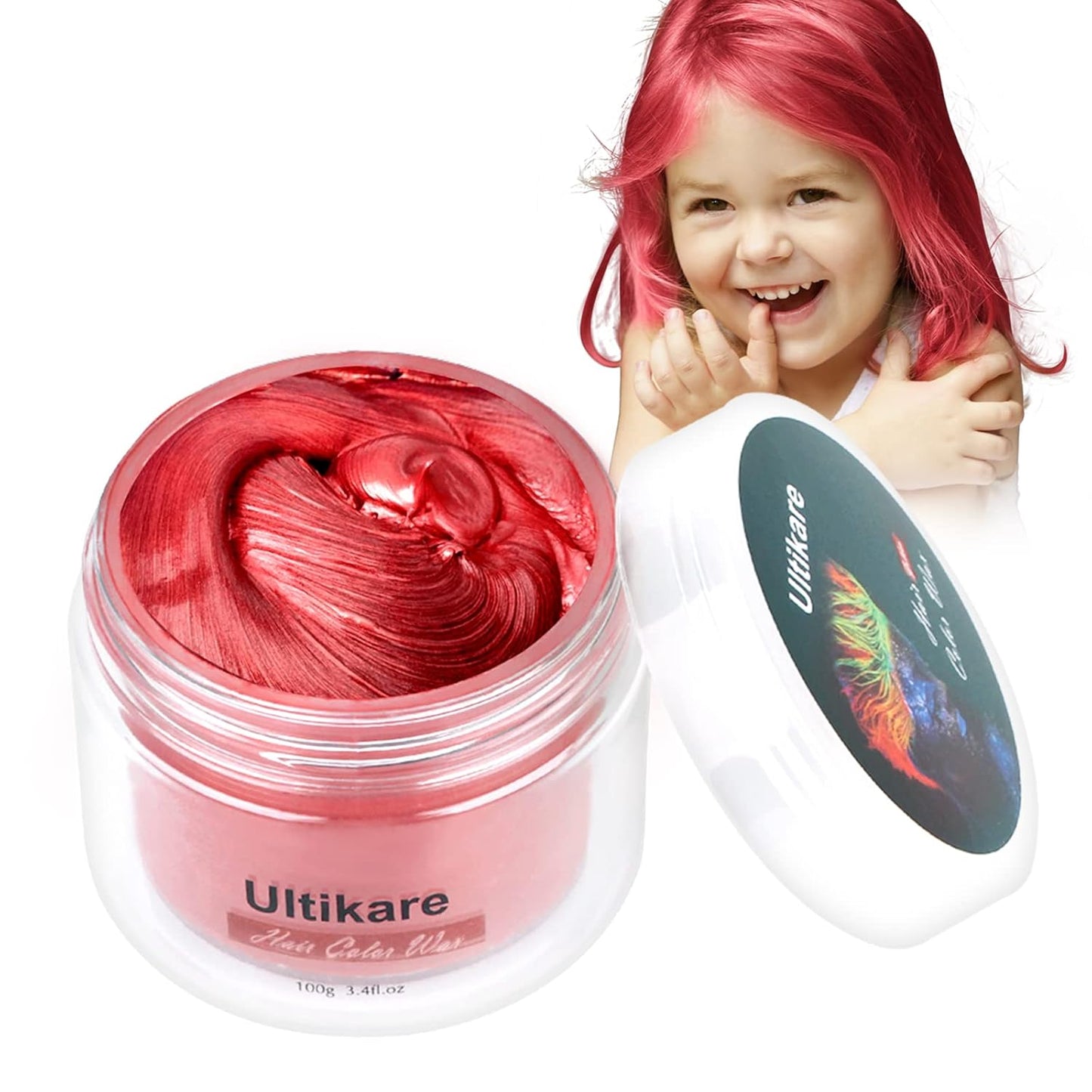Temporary Hair Color for Kids, Ultikare Orange Hair Dye Washable Natural Hair Wax Color Chalk Mud Cream DIY Hairstyle Clay For Dark Hair Halloween, Cosplay, Party, Christmas Gift Girls 3.4 Fl Oz