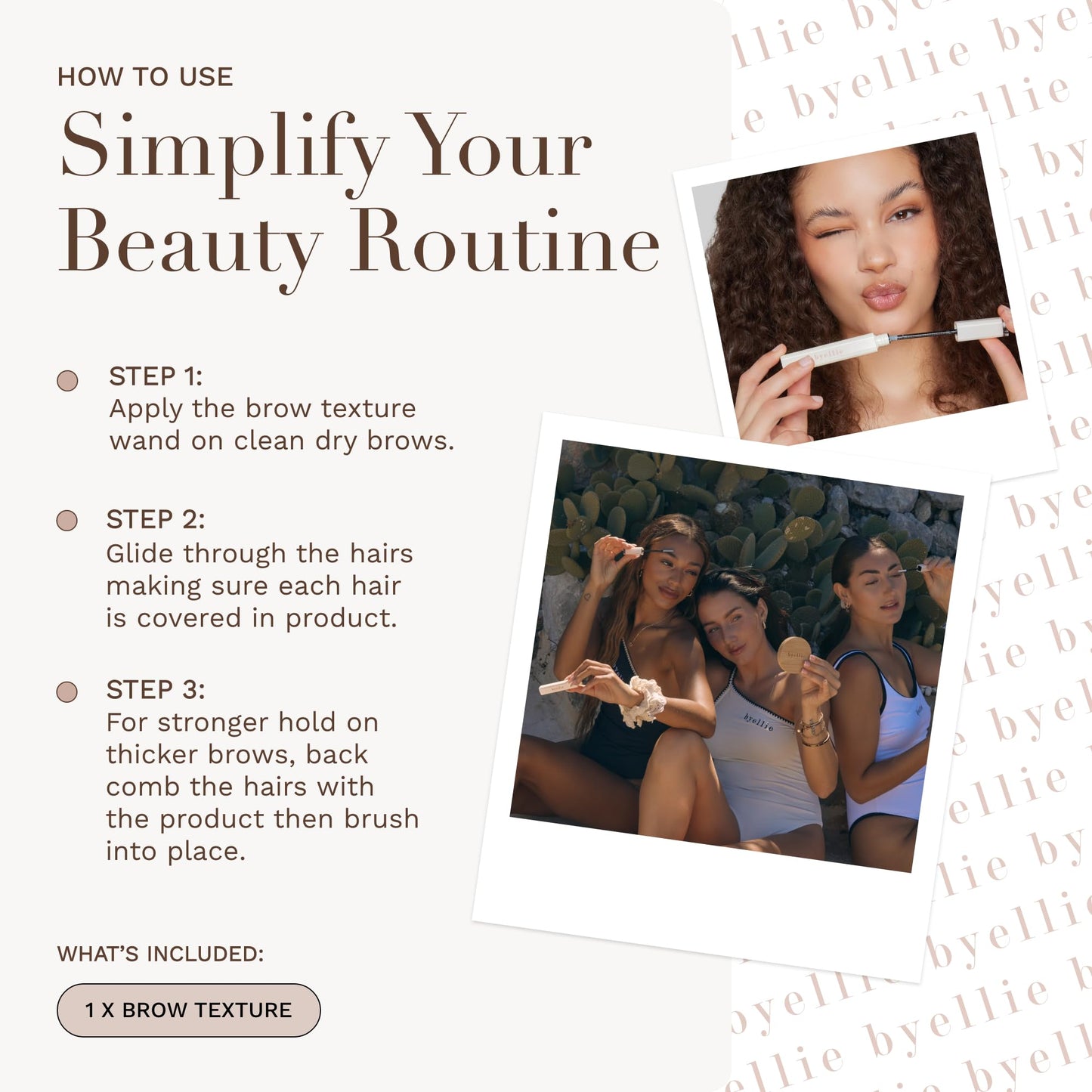 Byellie Brow Texture 12ml, Soft-Hold, Texturising Clear Eyebrow Gel, Define & Shape, Flexible Hold, No White Cast or Residue, Easy to Use Fluffy Brow Look, Natural Makeup, Vegan & Cruelty Free