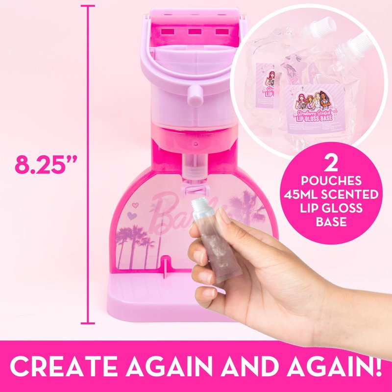 Horizon Group USA Barbie Sweet Shop Lip Gloss Making Kit, Makes 12 Accessories, Lip Glosses & Keychains, Arts and Crafts kit for Kids Ages 6+, Gifts for 6 Year Old Girl