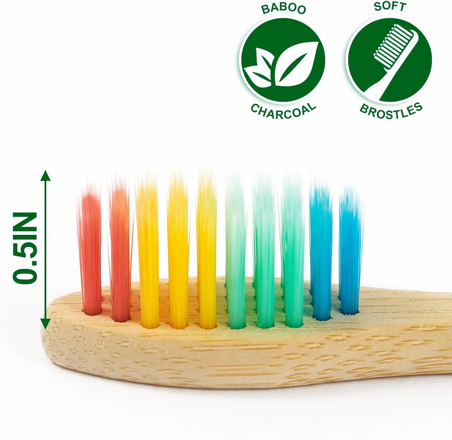 Biodegradable Bamboo Toothbrushes, 10 Piece BPA Free Soft Bristles Toothbrushes, Natural, Eco-Friendly, Green and Compostable