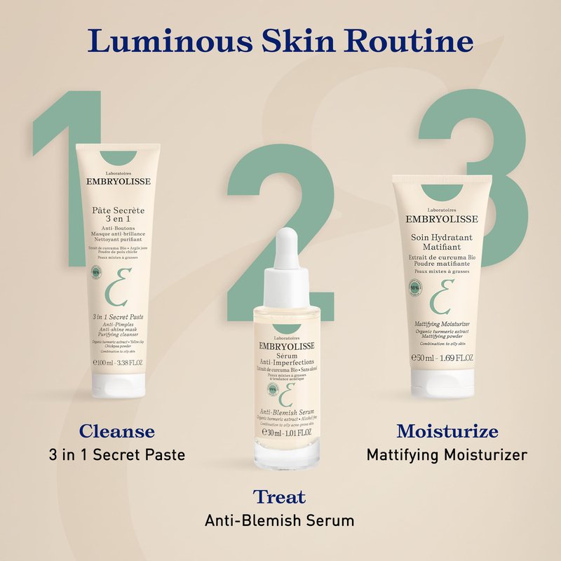 Embryolisse Mattifying Moisturizer, Oil-Control Face Cream with Organic Turmeric Extract. Lightweight Hydration, Non-Comedogenic for Oily & Combination Skin, 1.69 Fl Oz