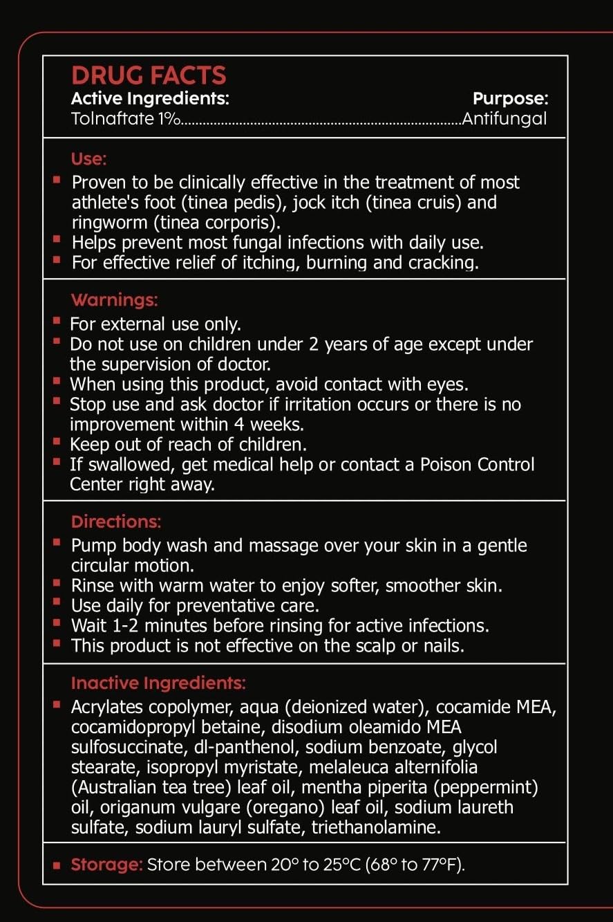 Blackbelt Body Wash - Antifungal Athlete's Body Soap - Prevents and Treats Ringworm, Jock Itch and Athlete's Foot