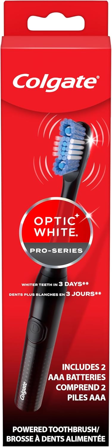 Colgate 360 Optic White Battery Powered Sonic Toothbrush, Soft, 1 Pack