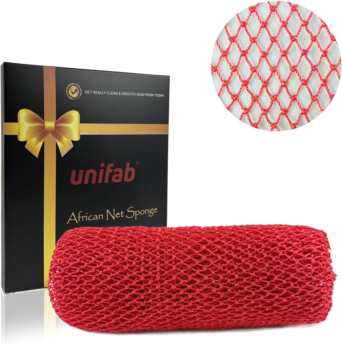 Unifab African Net Sponge Authentic Real African Exfoliating Net Bath Sponge Wash Cloth Exfoliating Washcloth African Net Cloth Body Scrubber for Shower Pink