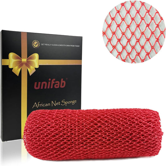 Unifab African Net Sponge Authentic Real African Exfoliating Net Bath Sponge Wash Cloth Exfoliating Washcloth African Net Cloth Body Scrubber for Shower Pink