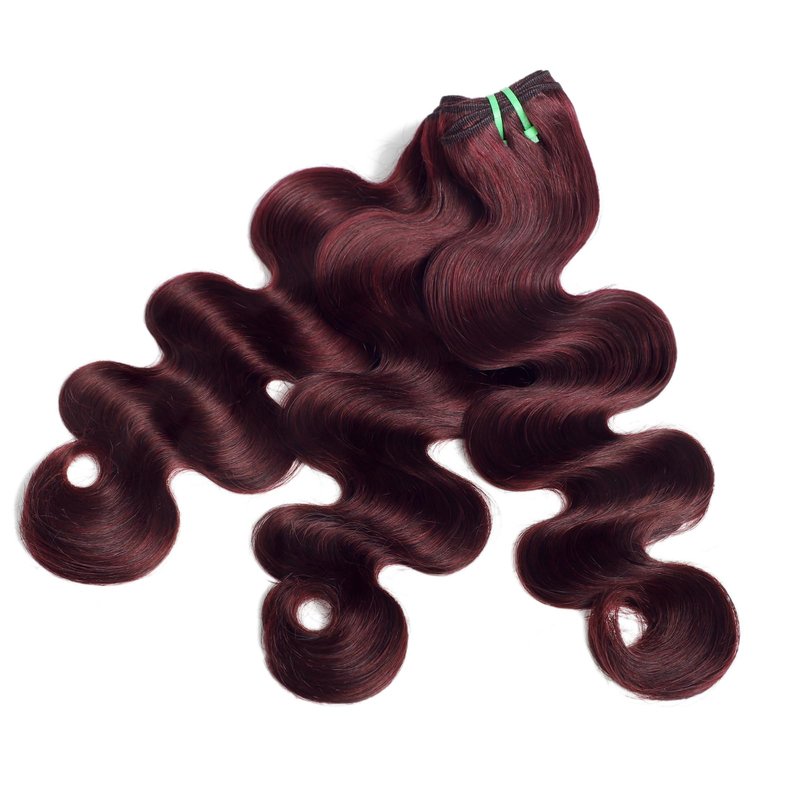 HERMOUS 13A Double Drawn 99J Dark Burgundy Human Hair Bundles Body Wave, Double Lifespan Than Regular Bundle Keep Silky & Soft After Washes Colored #99J Wine Single Bundles Raw Hair Quick Weave 10 IN