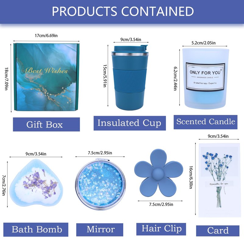 Arawat Blue Birthday Gifts for Women Sister Best Friend Mom 30th 40th 50th 60th Birthday Gifts for Her Christmas Valentine Mother's Day Gift Basket Care Package for Woman Relaxing Spa Gift