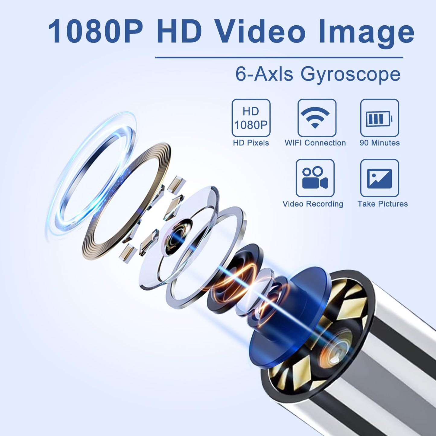 Ear Wax Removal Tool Camera, Ear Cleaner with 1080P Camera, Visible Wireless Ear Scope 6 LED Lights, 10PCS Replacement Tips, Ear Cleaner for iOS & Android (Gun)