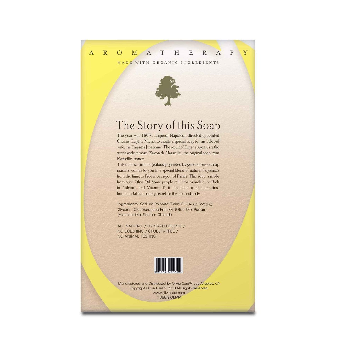 Olivia Care Bath & Body Bar Verbena Soap 4 Pack Gift Box Organic, Vegan & Natural Contains Olive Oil Repairs, Hydrates, Moisturizes & Deep Cleans Good for Sensitive Dry Skin Made in USA