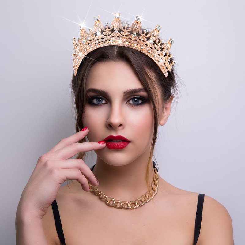 Wavyknot 10 Pieces Crown Tiara for Women Crystal Headband with Comb Princess Rhinestone Queen Crown Bridal Hair Accessories Jewelry for Women Prom Birthday Party Wedding Gifts(Rose Gold)