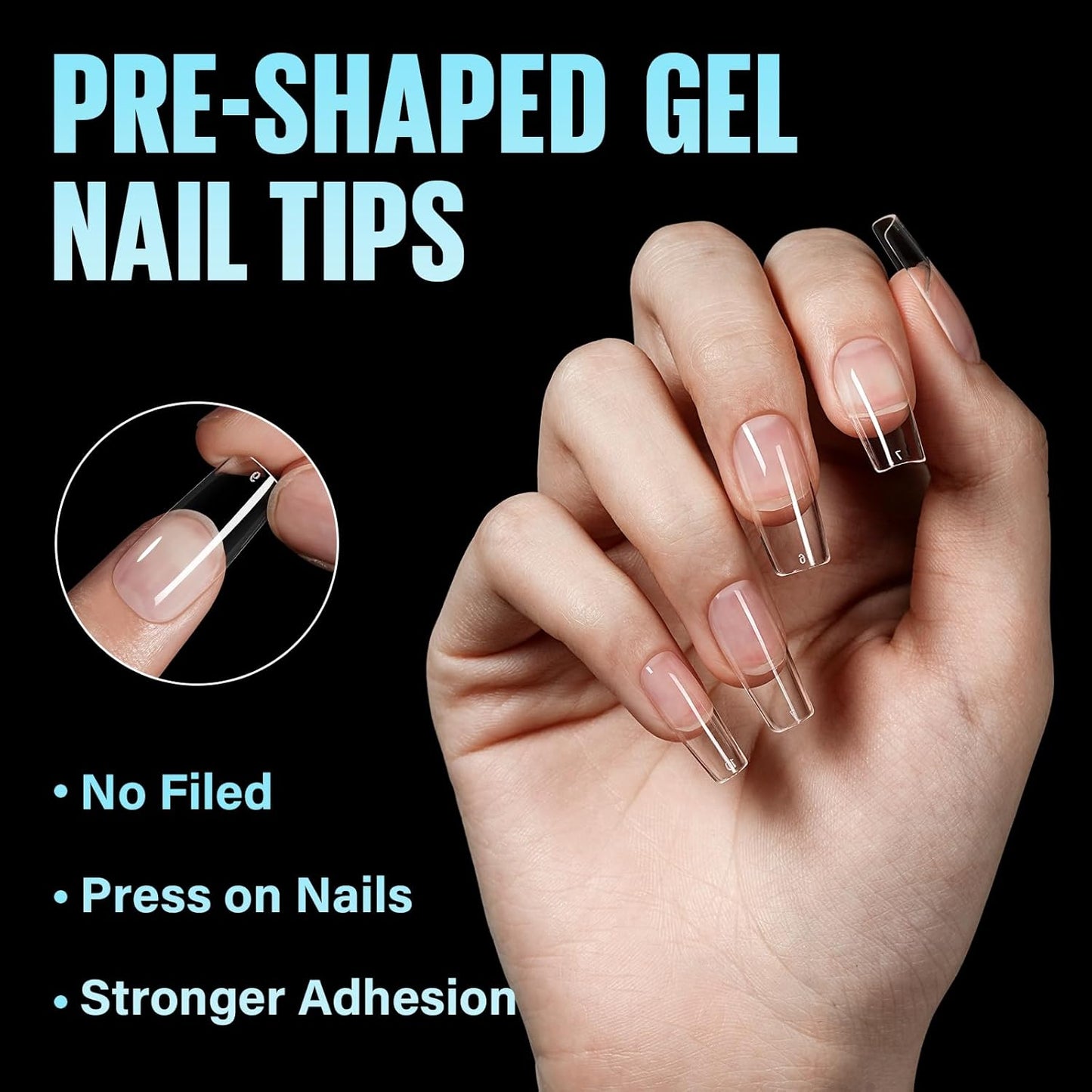 TOMICCA Short Nail Tips Extra Short Square Nail Tips, 192Pcs Fake Nails 12 Sizes Acrylic Clear Nails for Beginner and Professional DIY Gel Nails Salon