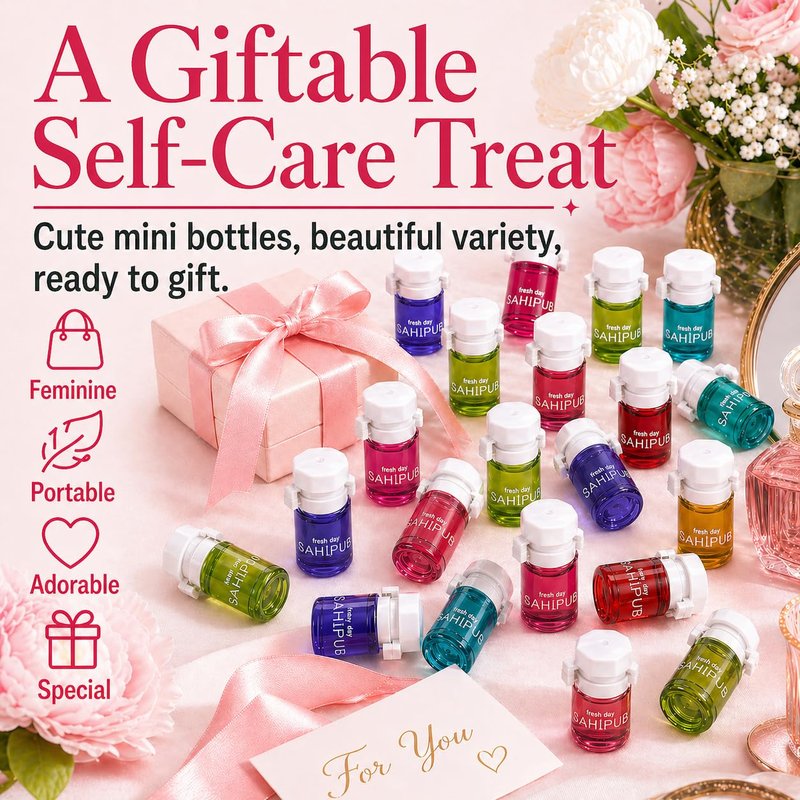 SAHIPUB Hair Perfume Oil for Women, 40 Portable Bottles Hair Oil with 10 Scents, Hair Fragrance Gift Set, 2-in-1 Leave-In Hair Serum for Frizzy Dry Hair, Lightweight Non-Greasy, Long-Lasting Scent