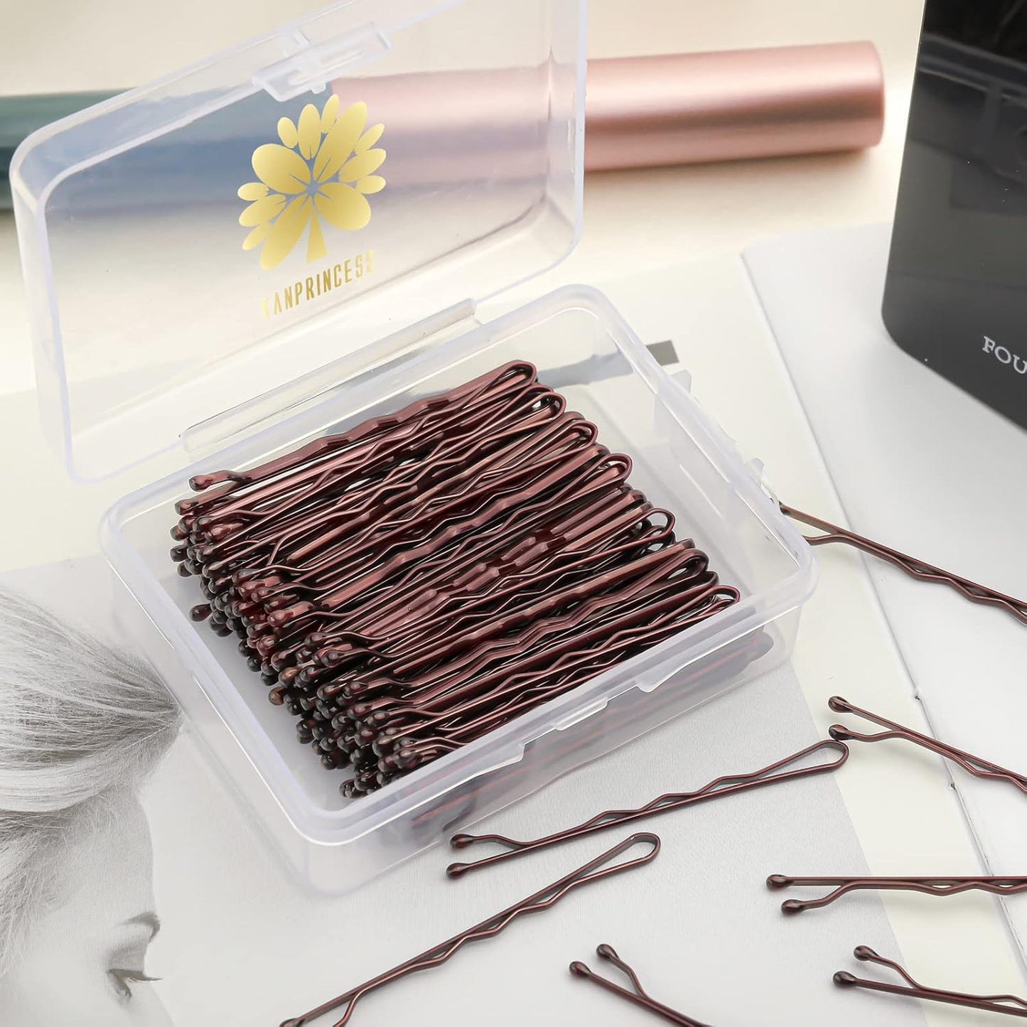 100PCS 2Inches Hair Pins Kit Secure Hold Bobby Pins Clips for Women Girls and Hairdressing Salon With Clear Storage Box(Black)
