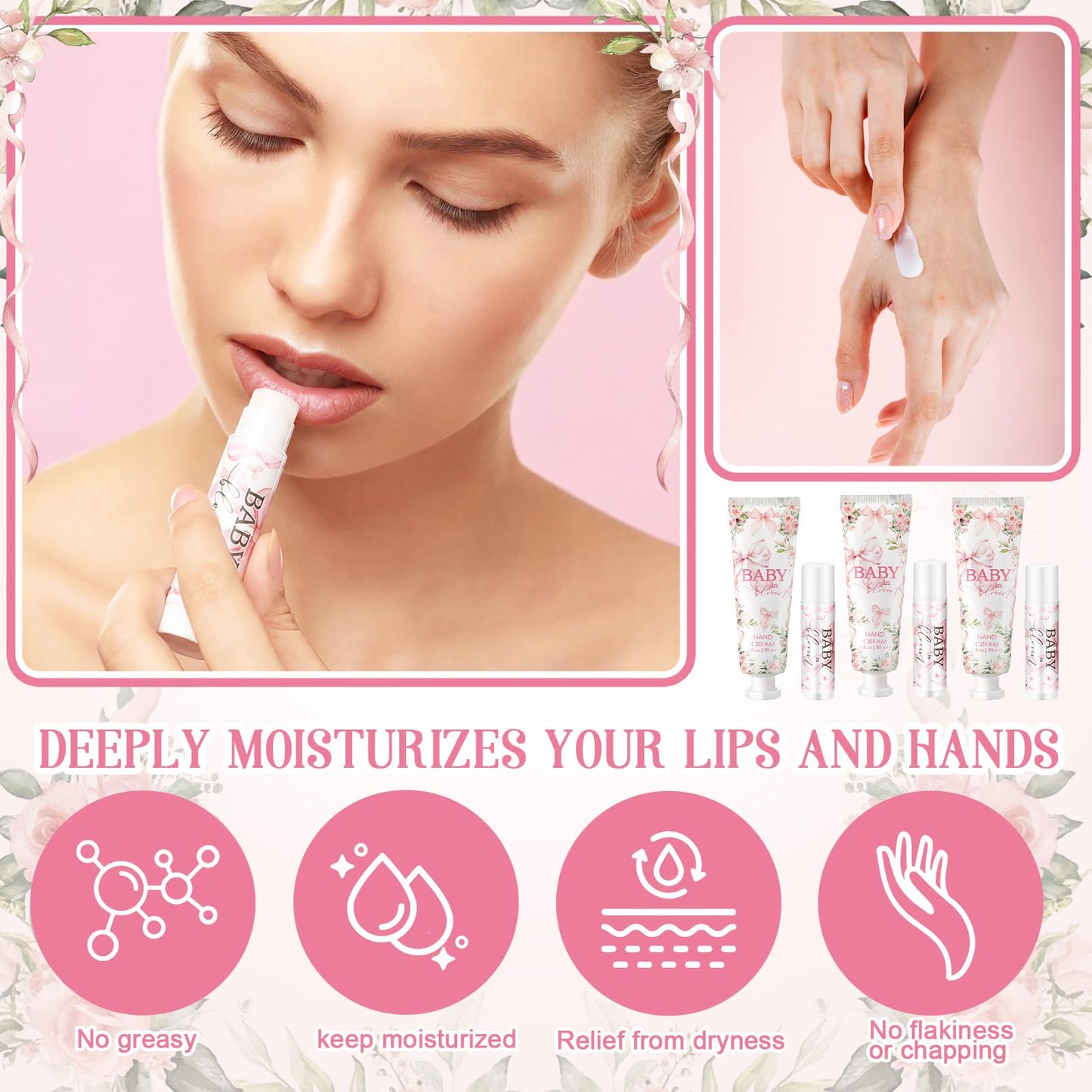24 Sets Baby It's Cold Outside Baby Shower Hand Creams and Pink Hot Cocoa Lip Balms Gift Sets Winter Wonderland Christmas Party Favors Travel Size Hot Cocoa Bridal Shower Party Supplies for Guests