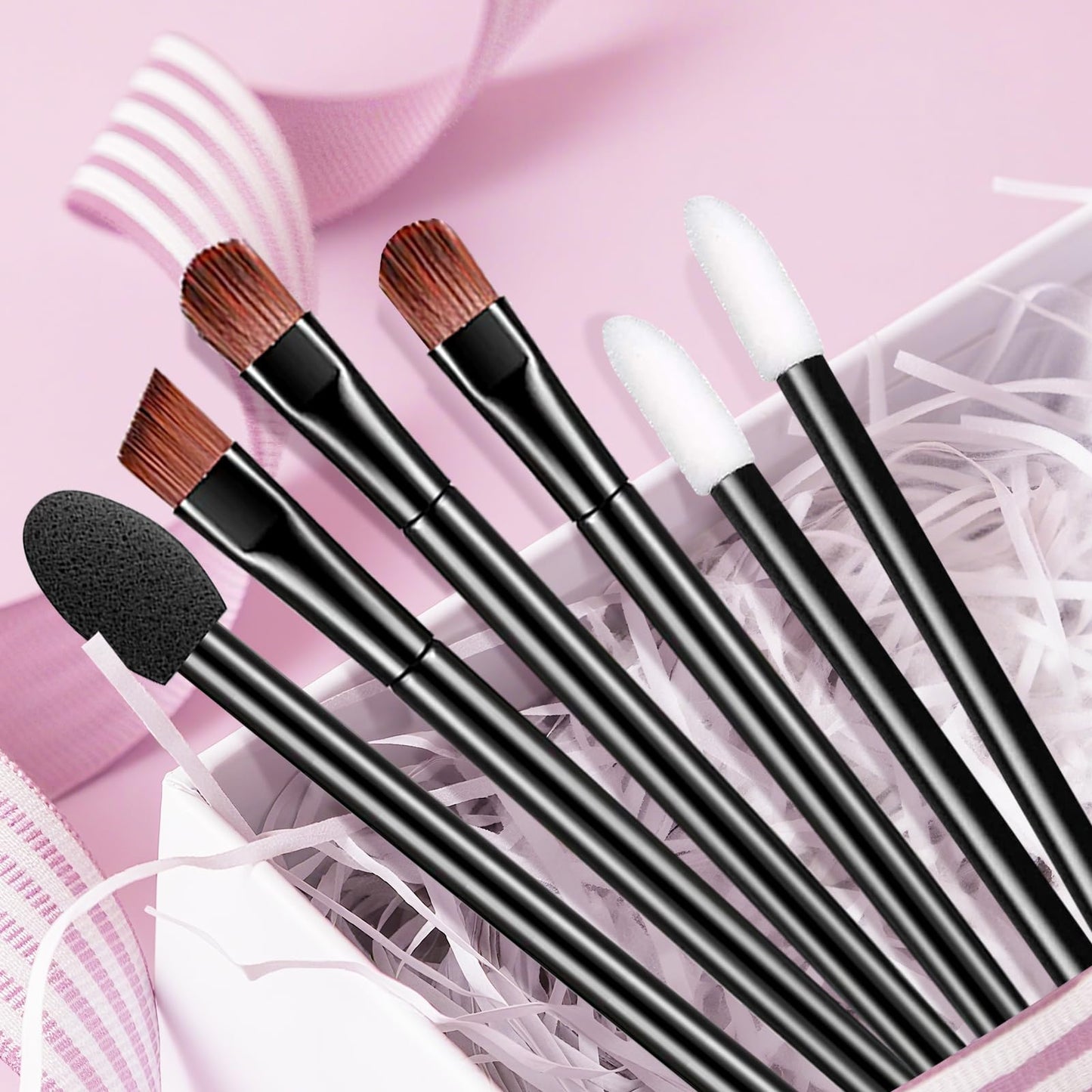 AUHOKY 250Pcs Disposable Eyebrow Brush Set,100 Angled/Round Eyebrow Brushes, 100 Lip Brushes, 50 Double-end Eyeshadow Brushes, Cosmetic brushes Makeup Applicators Accessories Kit for Women Face Beauty