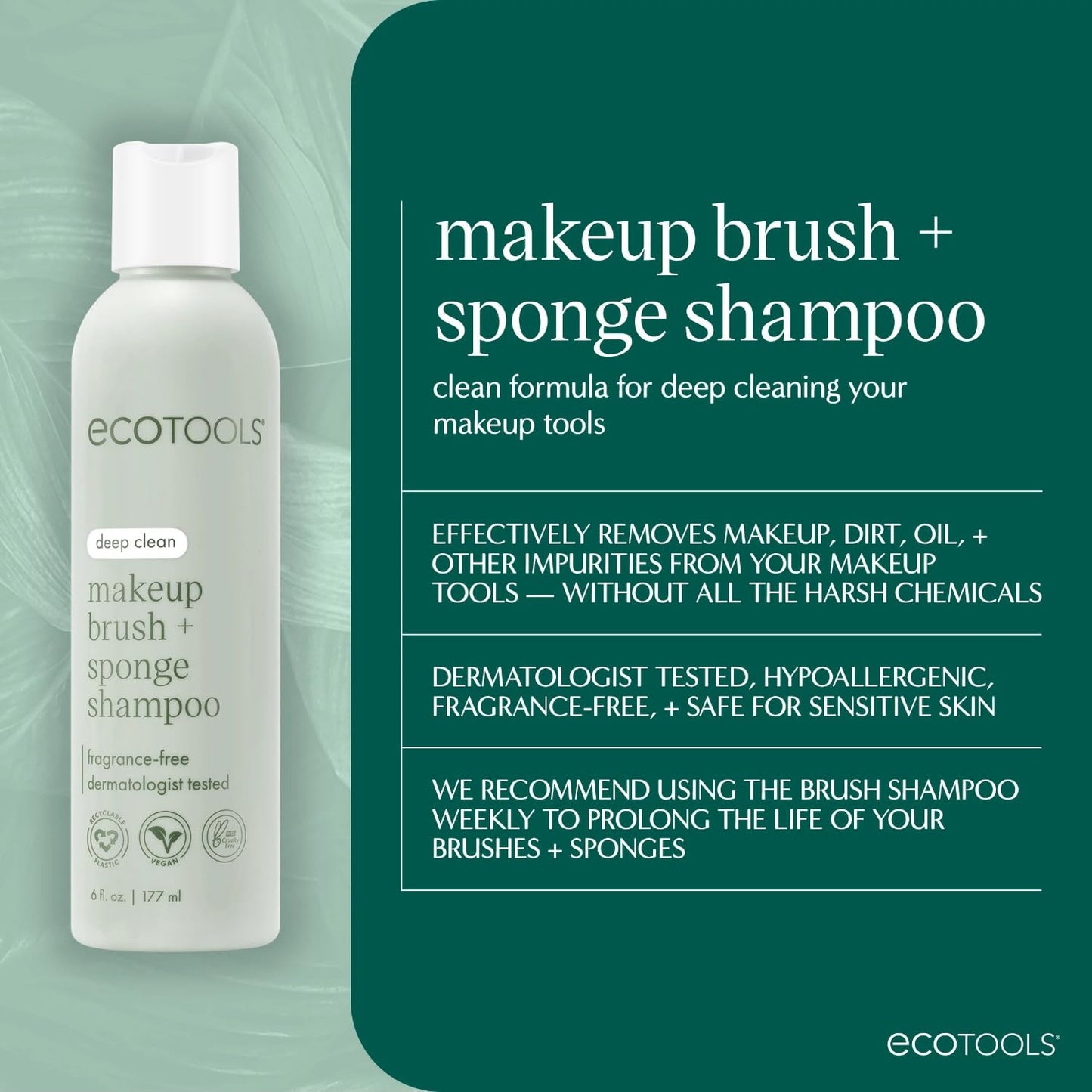 EcoTools Daily Makeup Brush Cleanser Spray, Quick Drying, Fragrance Free & Dermatologist Tested, Travel Size, TSA Approved, Cruelty-Free & Vegan 3 fl oz./89 ml. Bottle