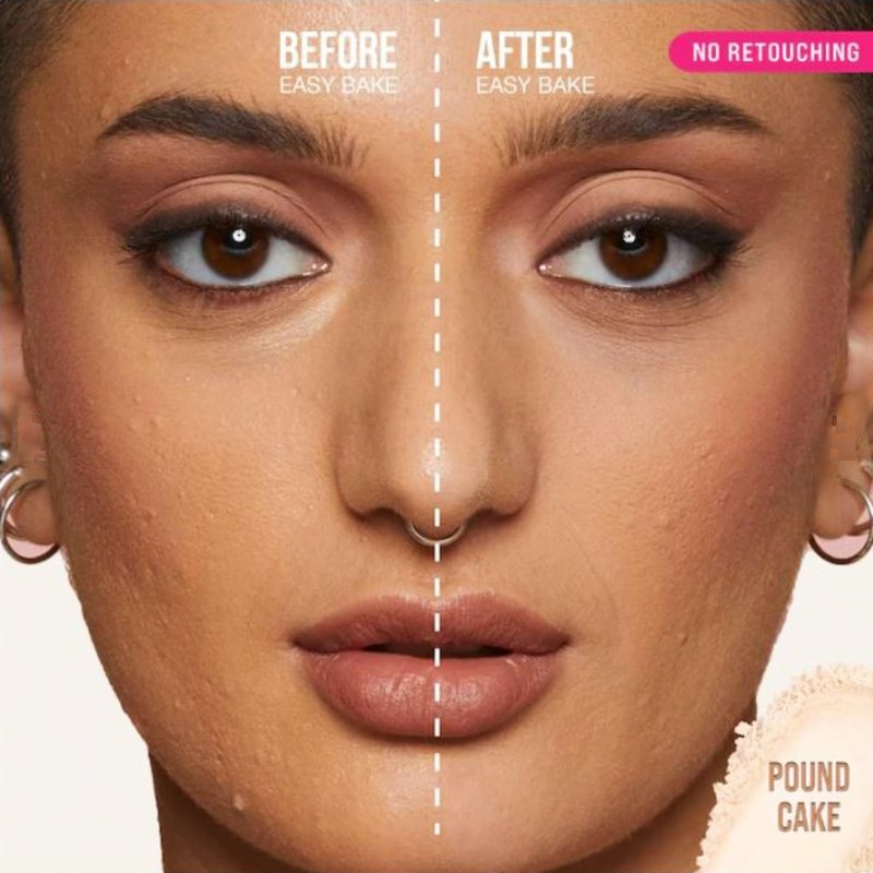 Huda Easy Bake Fragrance Free Loose Baking & Setting Powder - Pound Cake (Fair, Light, Medium, and Tan Skin Tones) - 0.71 oz / 20 g