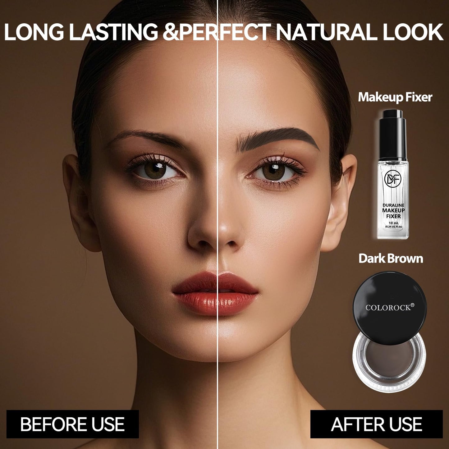 Cosmetics Pigment Activator,Mixing Liquid Eyebrow Pomade Pencil Kit for Eyebrows Makeup, with Waterproof Eyebrow Pencil,Dual-ended Eyebrow Brush,Eyebrow Pomade-Dark Brown