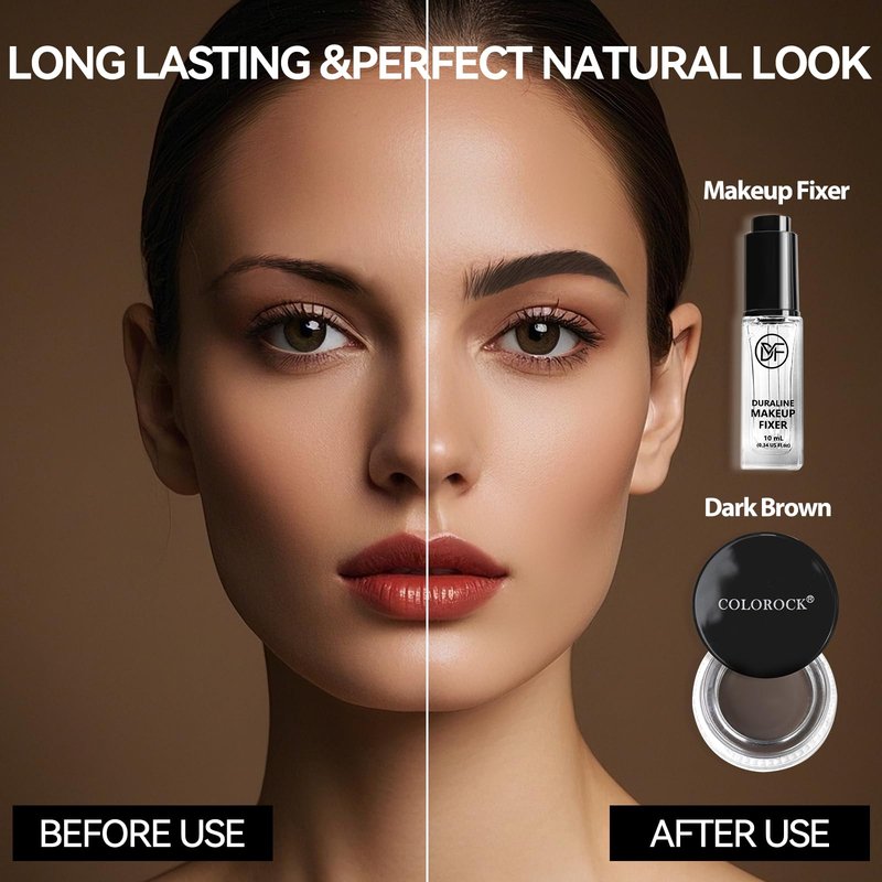 Cosmetics Pigment Activator,Mixing Liquid Eyebrow Pomade Pencil Kit for Eyebrows Makeup, with Waterproof Eyebrow Pencil,Dual-ended Eyebrow Brush,Eyebrow Pomade-Dark Brown