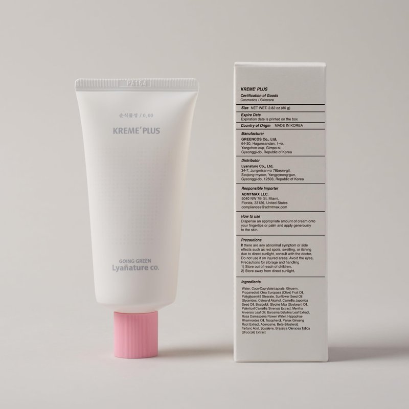 Lyanature KREME' PLUS – Organic Korean Daily Night Face Cream with Vitamin C for Sensitive Skin, Hydrating & Nourishing, Fine Line Care, Radiant & Even Skin Tone, Non-Toxic Skincare (2.82 fl oz / 80g)