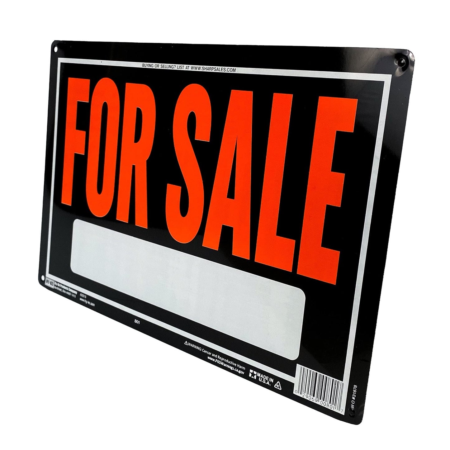 Hy-Ko Products 801 For Sale Aluminum Sign 9.25" x 14" Orange/Black, 1 Piece