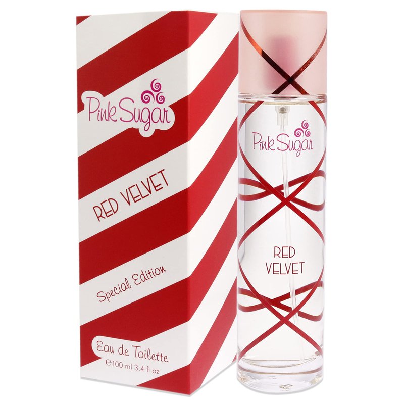 Pink Sugar Red Velvet Body Mist Fragrance for Women, Sweet and Fruity Long-Lasting Scent, Notes of Floral, Strawberry and Caramel, 8 Fl Oz