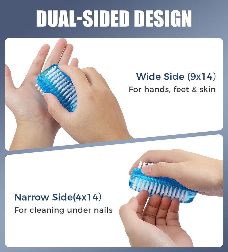 Nail Brush for Cleaning Fingernails, Larbois 2 Pack Two-Sided Extra-Wide Fingernail Brush for Cleaning Stiff Bristles Nail Scrubber Brush Mechanic Hand Scrub Brush with Hanging Rope
