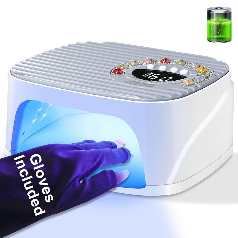 LIMEGIRL UV LED Nail Lamp Kit for Gel Polish Professional Fast Curing Grey Dryer Light Set with 45PCS Lamp Beads and Gloves Cordless Rechargeable Nail Art Cure Machine for Manicure Pedicure
