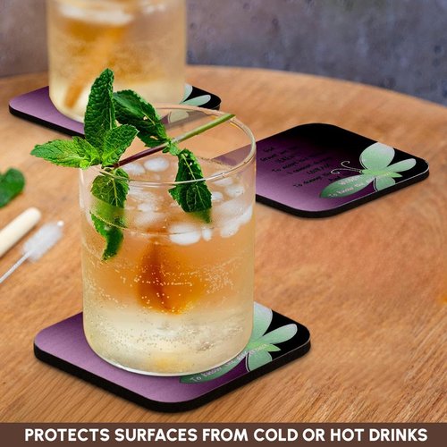 3dRose Serenity Prayer-Butterfly Purple Art-Soft Coasters, Set of 4 (CST_47246_1)