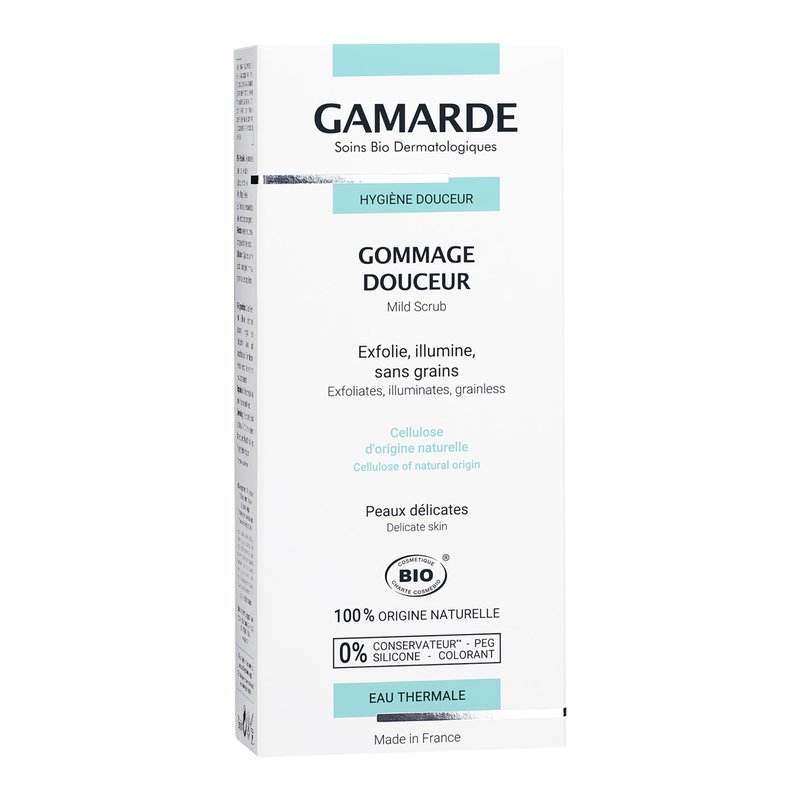 Gamarde Gentle Scrub - Exfoliating Face Wash for Women - Grain-Free Formula Face Scrub with Lemon, Clove, and Lavandin Essential Oils - 1.41 oz
