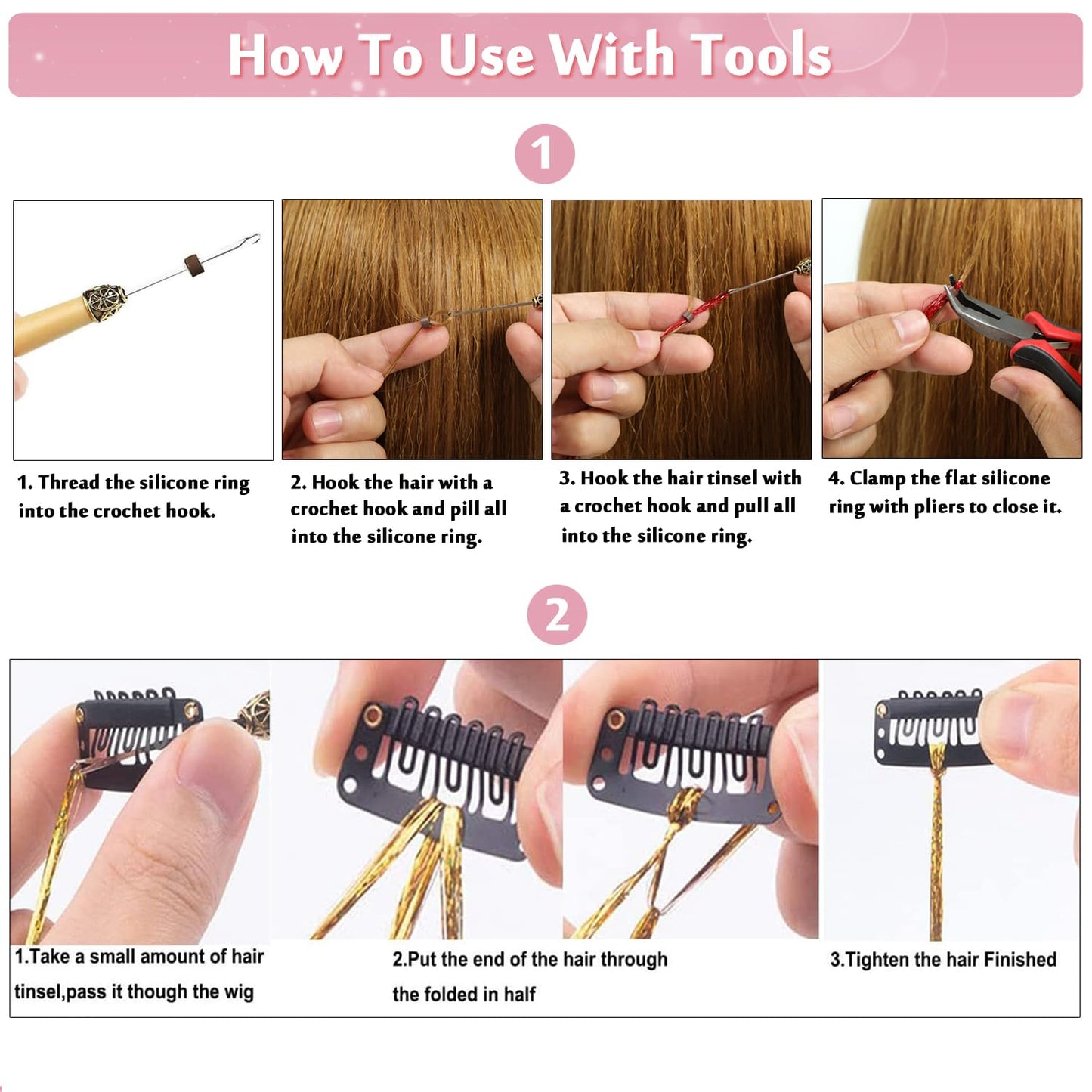 Hair Tinsel Kit 20 Colors 4800 Strands Fairy Hair Tinsel Heat Resistant 48 Inches Glitter Tinsel Hair Extensions Highlights Sparkling Hair Tinsel Kit for Girls Hair Accessories Party Festival