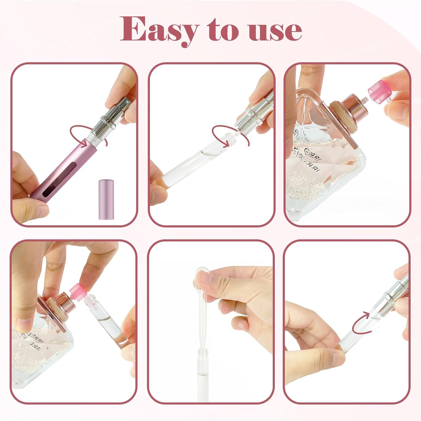 4pcs Mini Perfume Travel Bottle, Perfume Atomiser Refillable, 5ML Spray Bottles, Portable for Travel Holiday, Outdoor Activities and Business