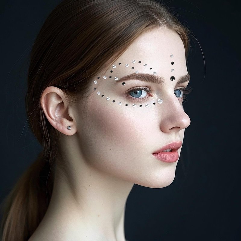 HOWAF Halloween Angel Face Tattoos, 2 Angel Wing Full Face Temporary Tattoos with 2 Sheets Jewels Tattoos Sticker for Hallows' Eve Costumes Accessories, Black and White Fallen Angels Tattoo Stickers