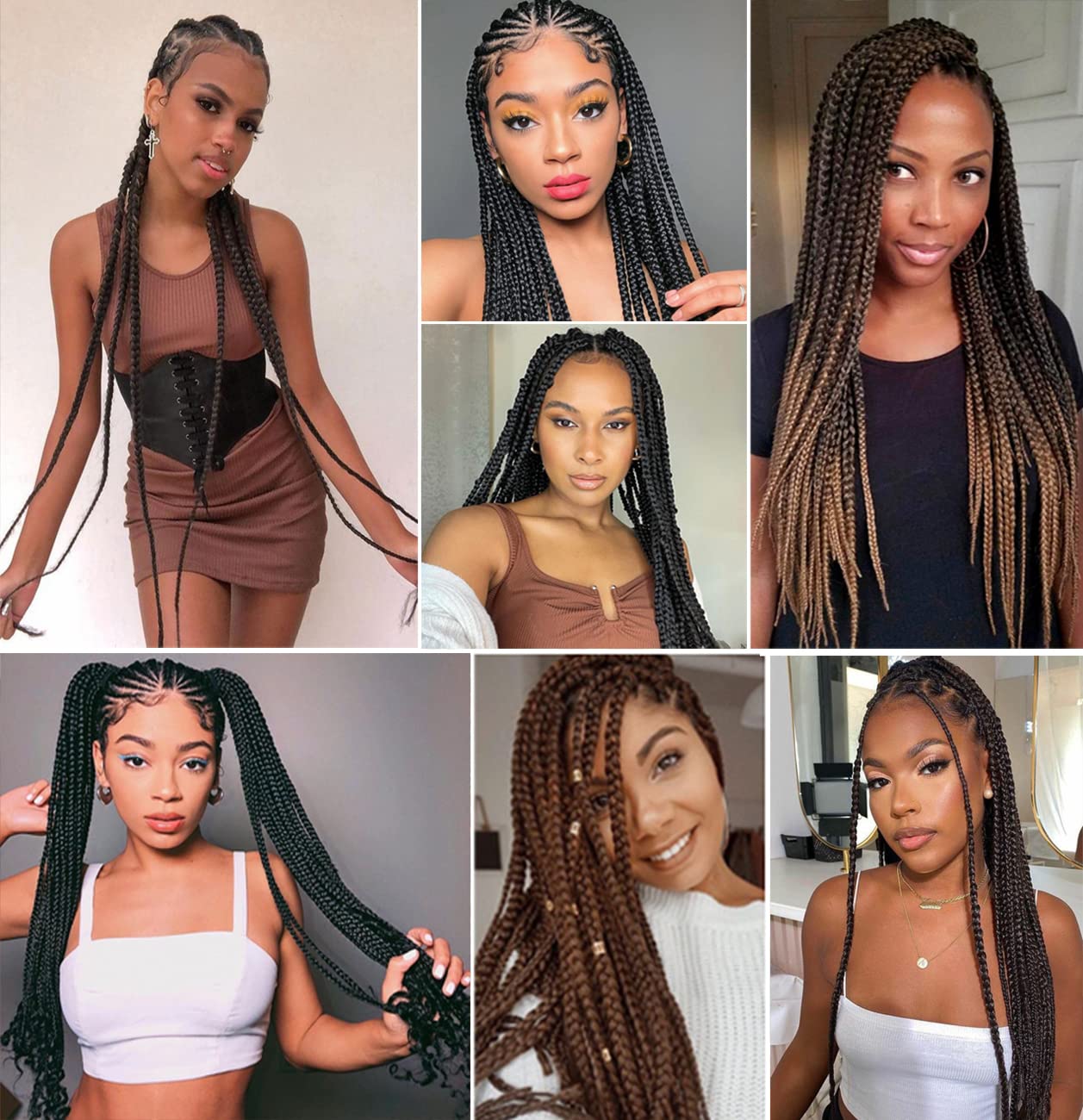 Braiding Hair Pre Stretched 24 inch 8 Packs Natural Black Easy Braid Synthetic Professional Soft Yaki Texture,No Itch, Hot Water Setting Hair Extensions for Braids (24in,1B#)