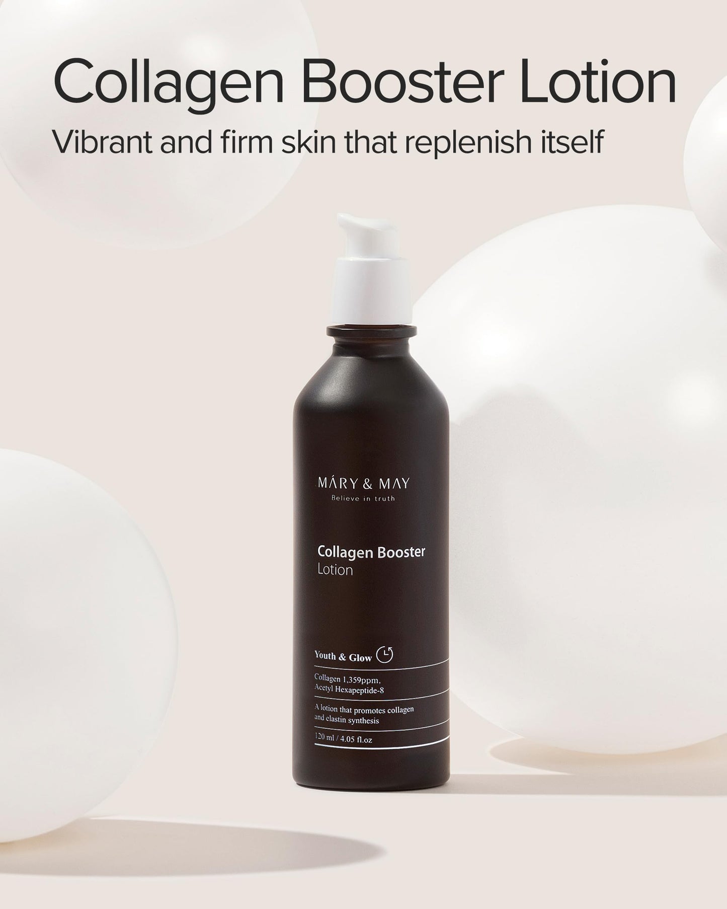 Mary&May Collagen Booster Lotion - Anti Aging, Firming and Elasticity Care with Peptides - Korean Skincare, EWG Green Grade, Hypoallergenic, 4.05 fl.oz.