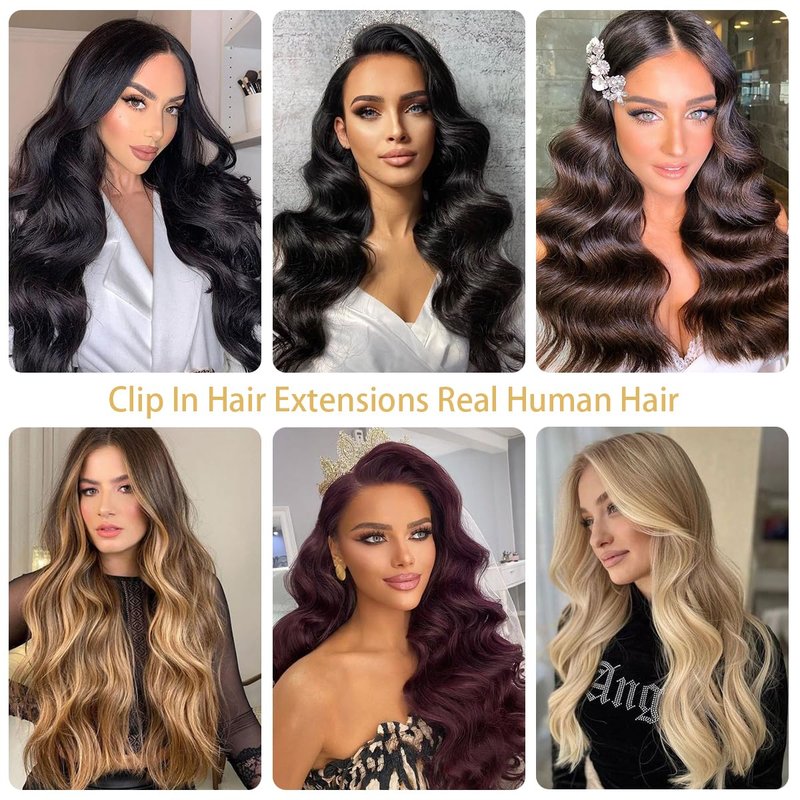 Clip in Hair Extensions Real Human Hair for Women Invisible Natural Straight Seamless Clip on Hair Extensions 8pcs Double Weft 2.8oz/70g (#4P/27 Medium Brown/Dark Blonde, 18 Inch)