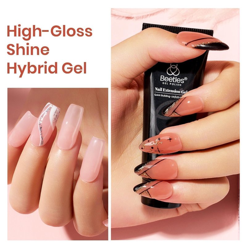 Beetles Poly Extension Gel Nail Kit 6 Colors Poly Nail Gel With Mini Nail Lamp Pink Nude Purple Poly Nail Gel Starter Kit for Beginner Nail Thickening Solutions DIY Home Salon Gift for Women Girls
