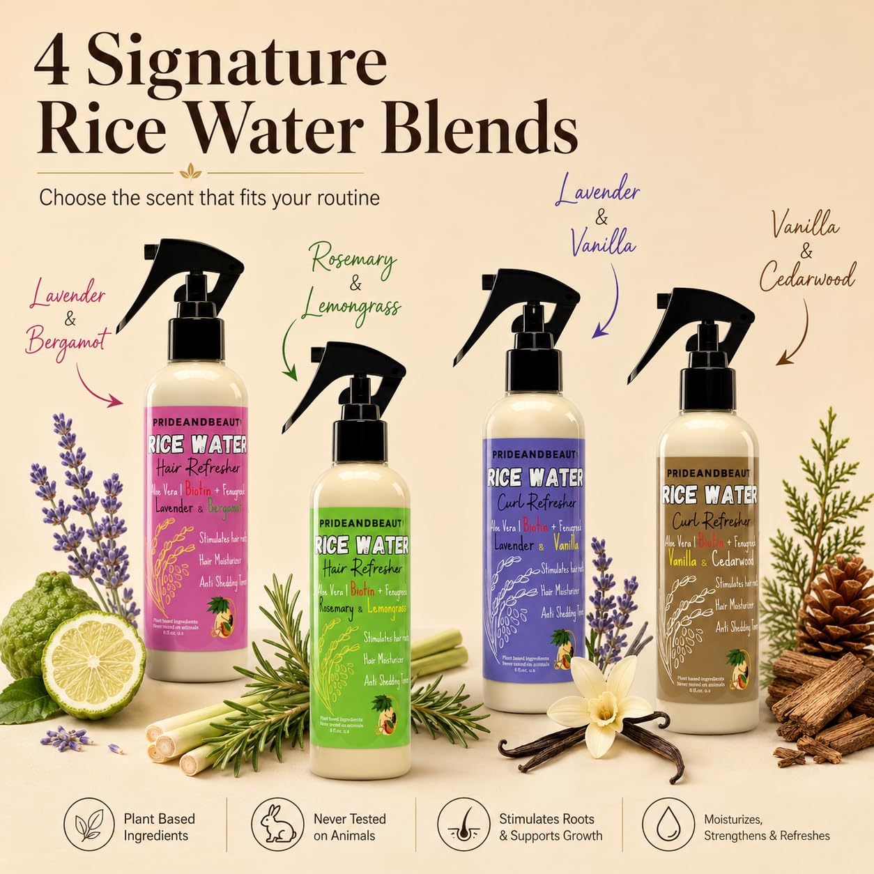 PrideandBeauty Fermented Rice Water Hair Refresher ā Infused with Rosemary, Biotin, Caffeine & Keratin ā Strengthens, Reduces Breakage, Hydrates & Softens ā Non-Greasy Leave-In for All Hair Types