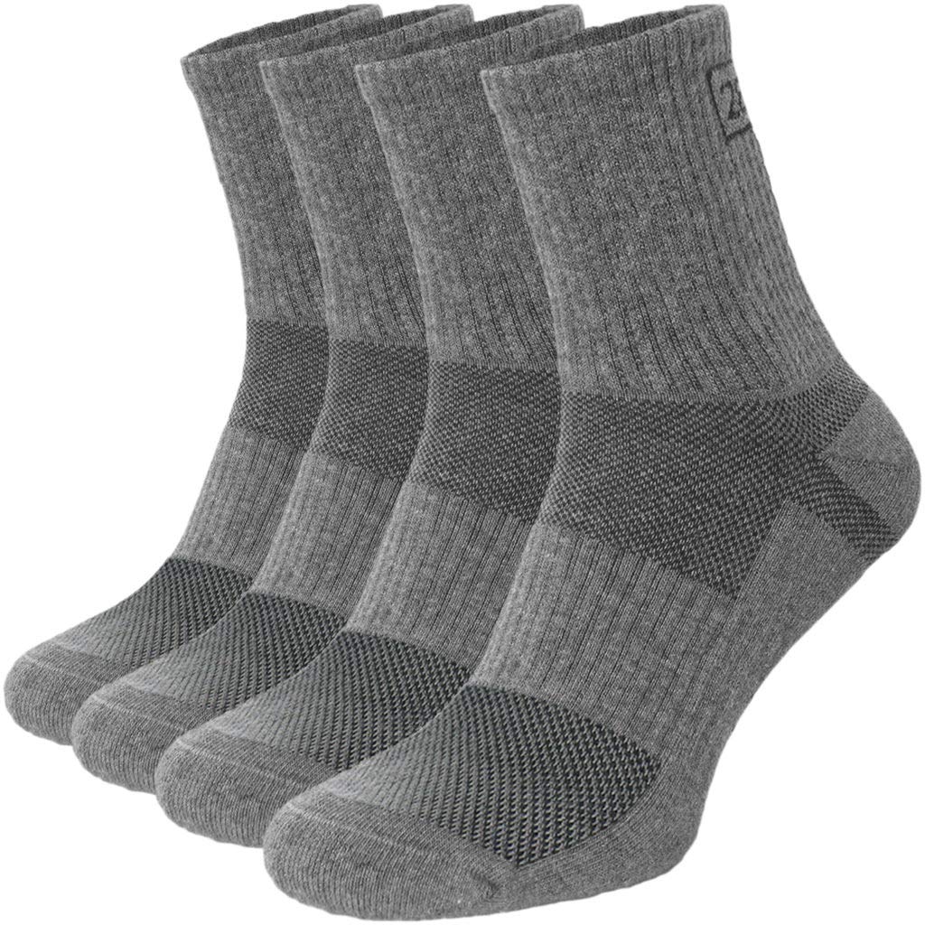 281Z Military Cotton Micro Crew Boot Socks - Cushioned Sole - Moisture Wicking - Odor Resistant - Hiking Trekking Outdoor (Dark Grey Medium 4 Pairs Pack)