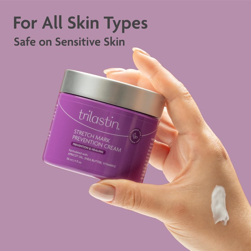 Trilastin Stretch Mark Cream for Pregnancy – Hydrating Belly Cream for Pregnant Women- Shea Butter & Vitamin E, Paraben Free, No Added Fragrances - Maternity Body Lotion for Belly, Hips, Thighs – 4 oz