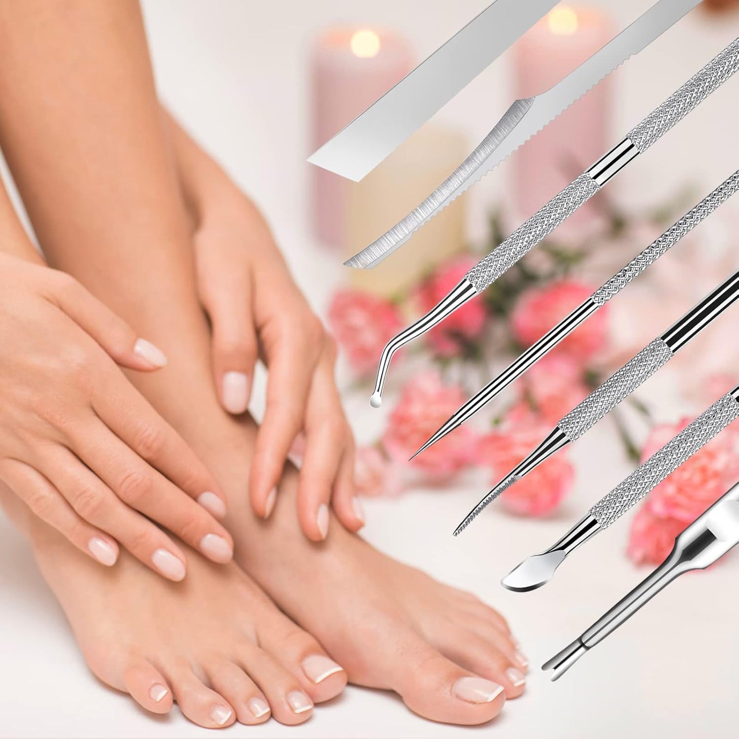 6-Pack Ingrown Toenail File and Lifters, Professional Surgical Stainless Steel Ingrown Toenail Removal Tool Kit, Manicure Treatment Pedicure Tools for Feet Under Nail Cleaner Correction Polish Pain