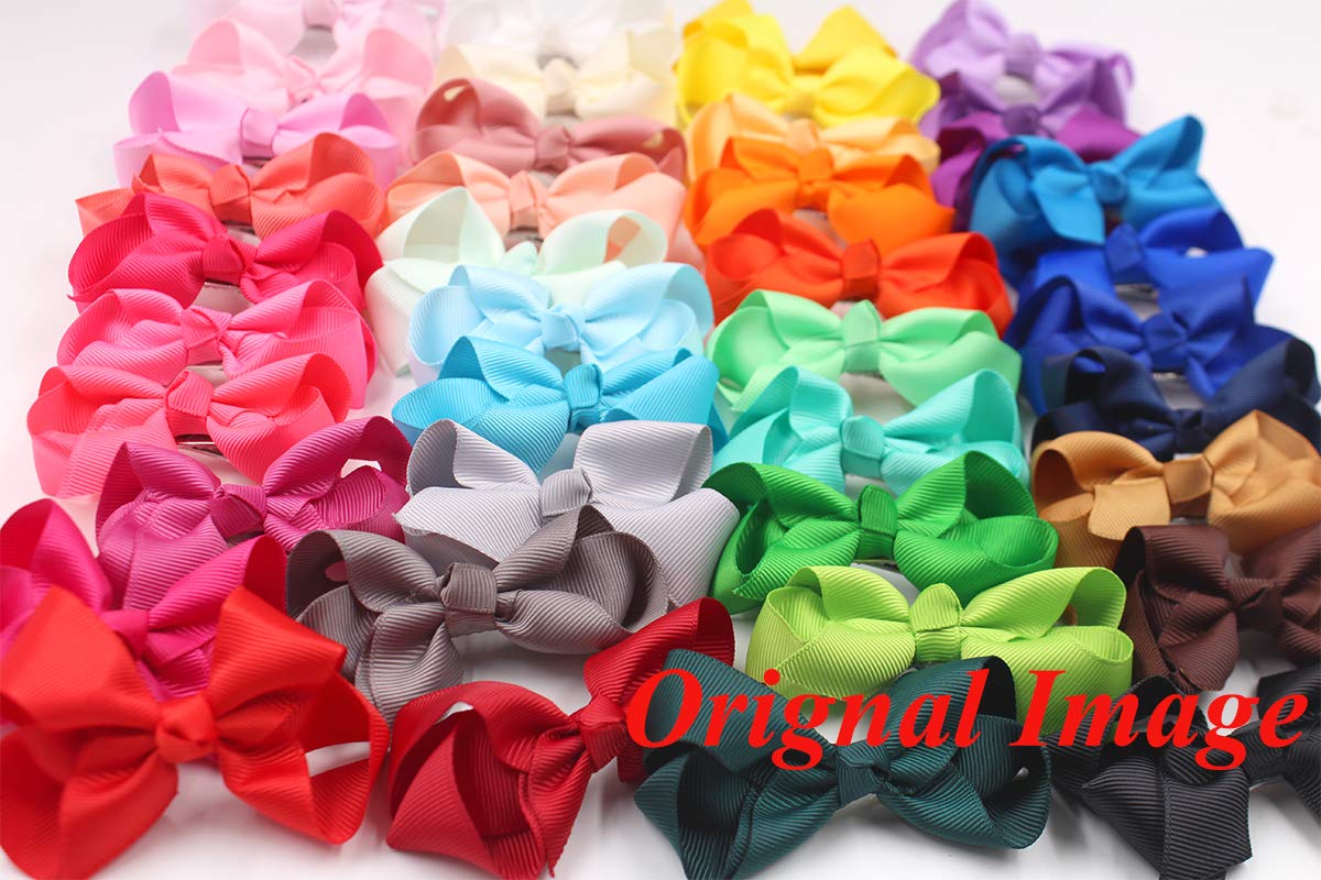 40Pcs 3 inch Hair Bows for Girls Grosgrain Ribbon Toddler Back to School Hair Accessories with Alligator Clips for Baby Girls Kids in Pairs