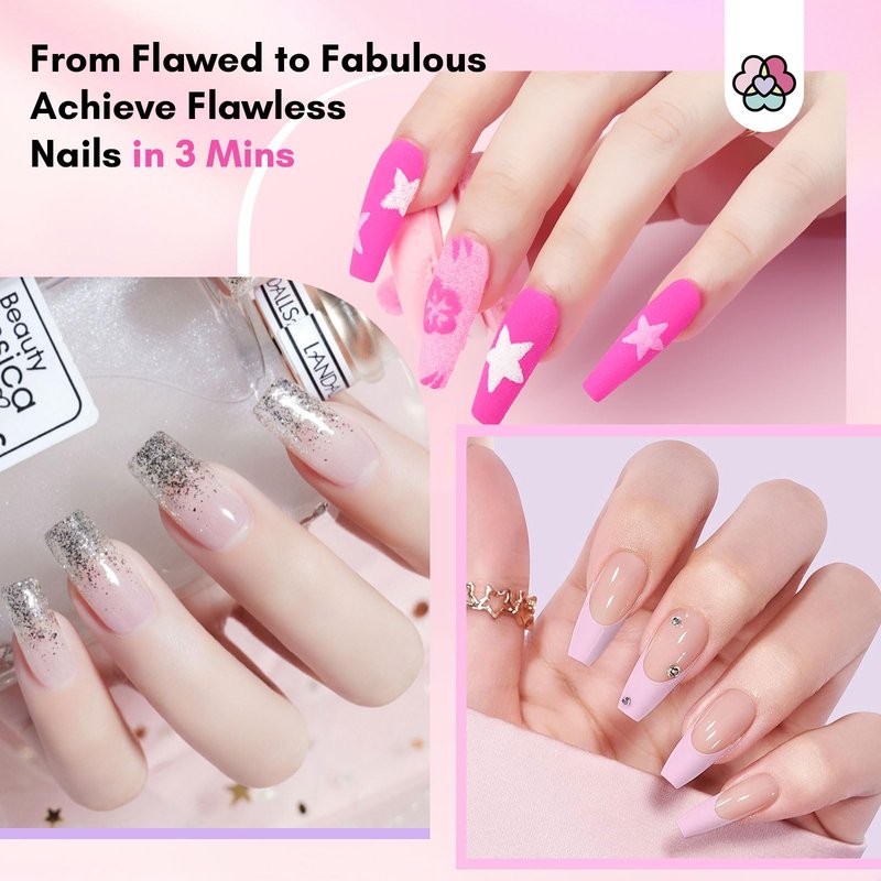 SAVILAND 60g Nail Repair Kit for Split Damaged Nails: 3 Mins Air Dry Quick & Easy Instant Broken Nail Repair Natural Clear & Pink Dip Powder with 21ml Nail Glue Emergency Home & Salon Use