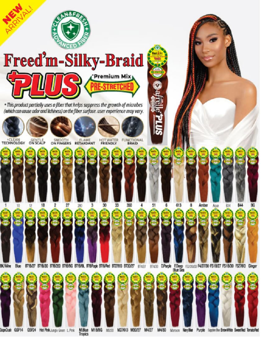 Freed'm Silky Braid 24 Inch Pre-Stretched Braiding Hair - Soft Lightweight Kanekalon Fiber for Box Braids & Twists | M1B/BG - 5 Pack